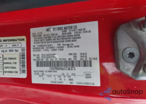 2018 Ford Mustang Ecoboost Premium from USA, damaged, VIN 1FATP8UH6J5136375